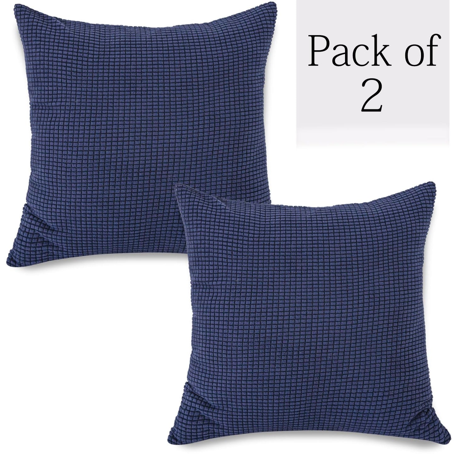 Jacquard Pack of 2 Cushion Cover 18x18 inches, Navy Blue