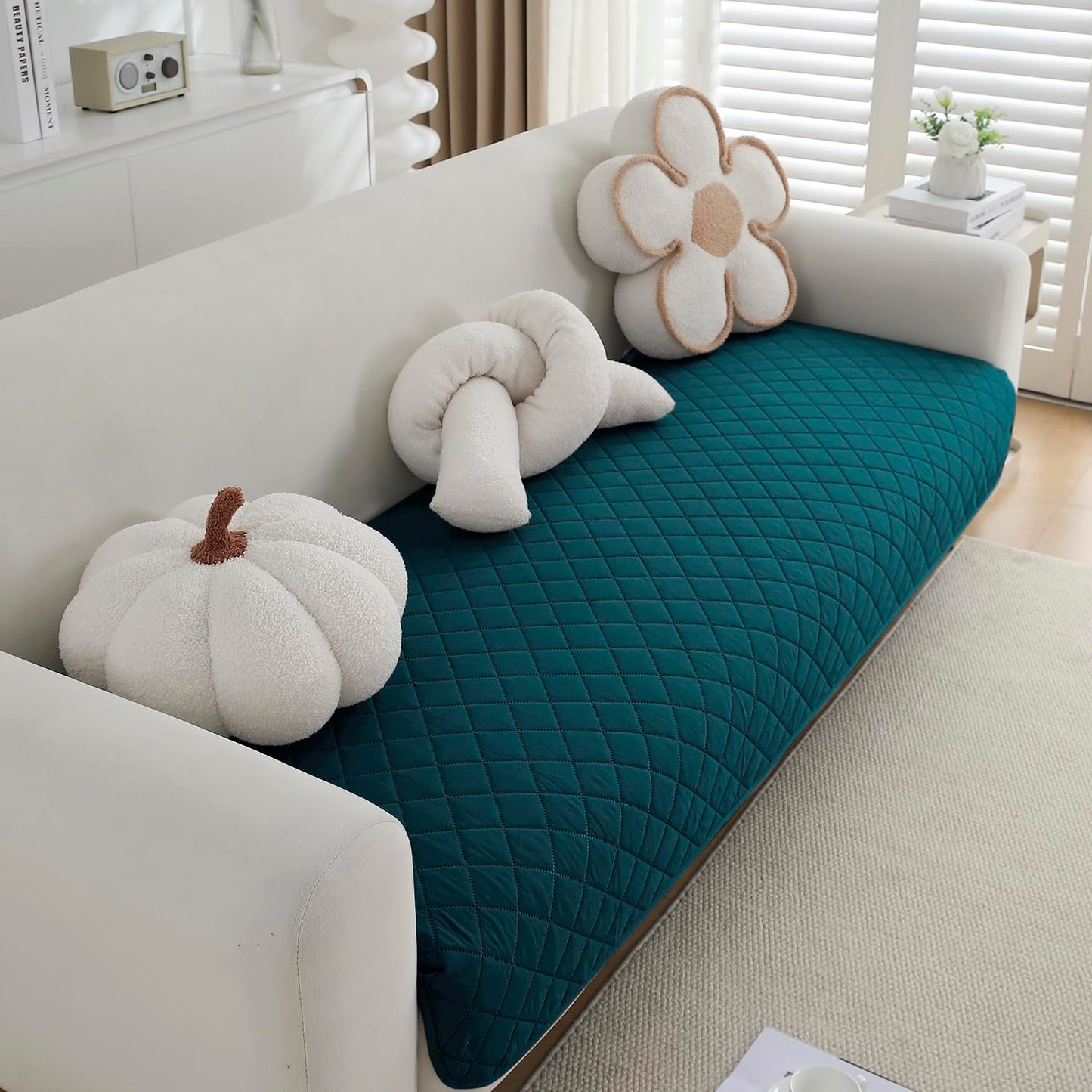 Water Repellent + Waterproof Quick Dry Sofa Seat Mat for 1/2/3 Seater Sofa - Peacock Blue