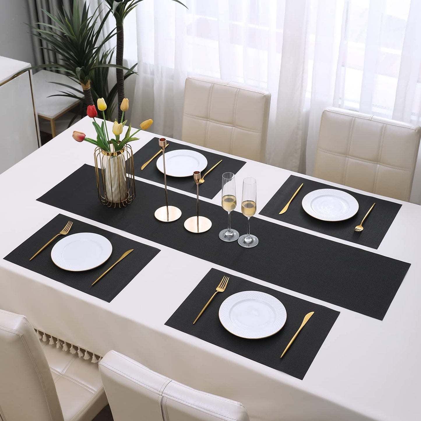 PVC Dining Table Mats, Jet Black