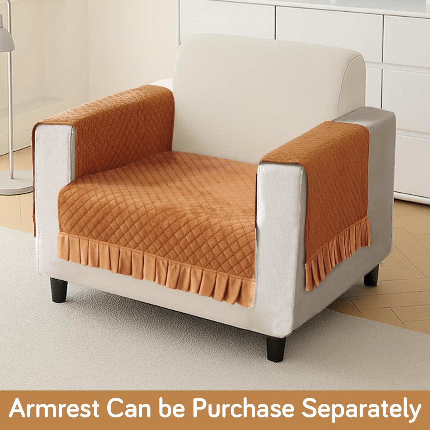 Holland Velvet Sofa Cover Seat Mat with Frill for 1/2/3 - Seater, Copper