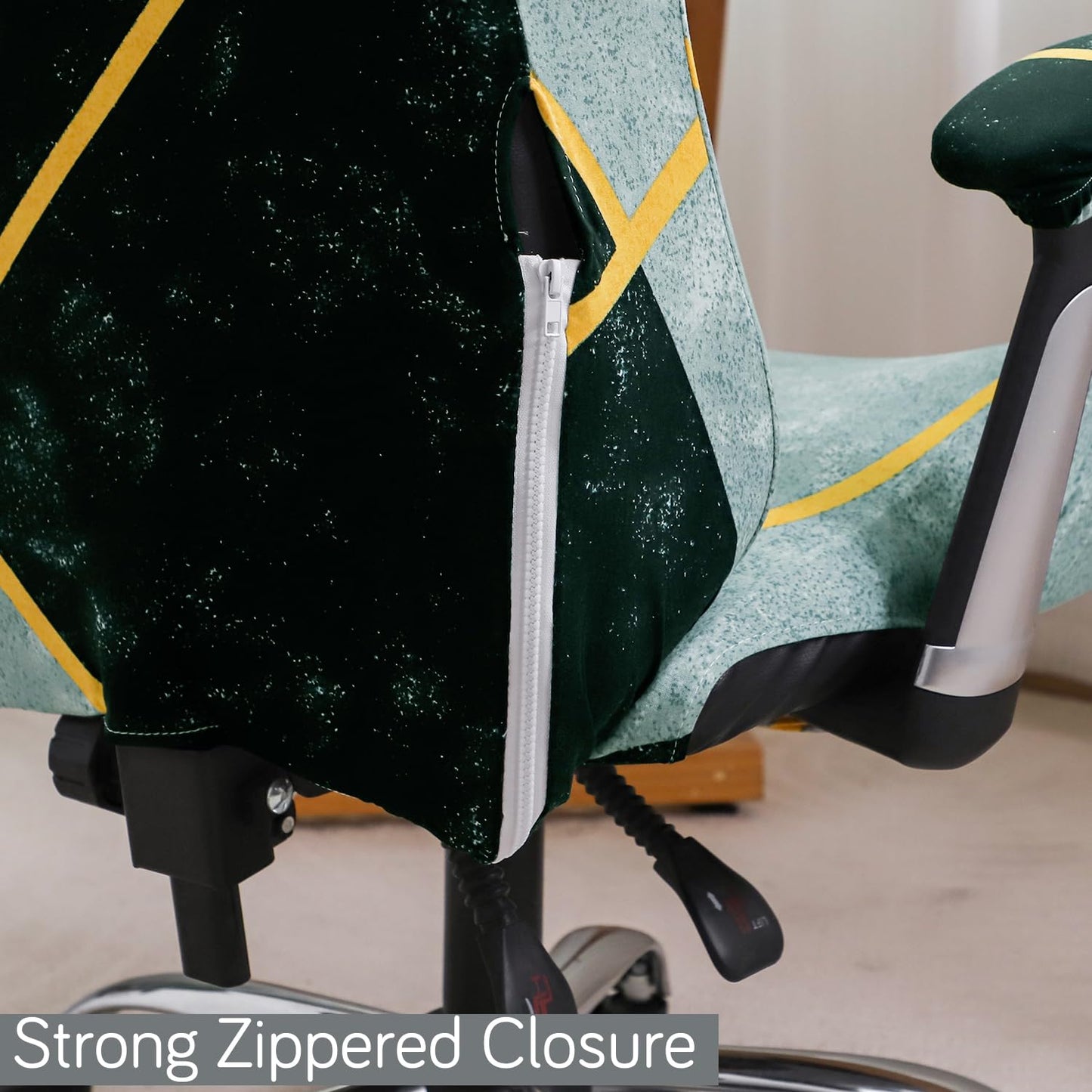 Gaming Chair Seat Cover Elastic Computer Rotating Chair, Multicolor Abstract Geometry