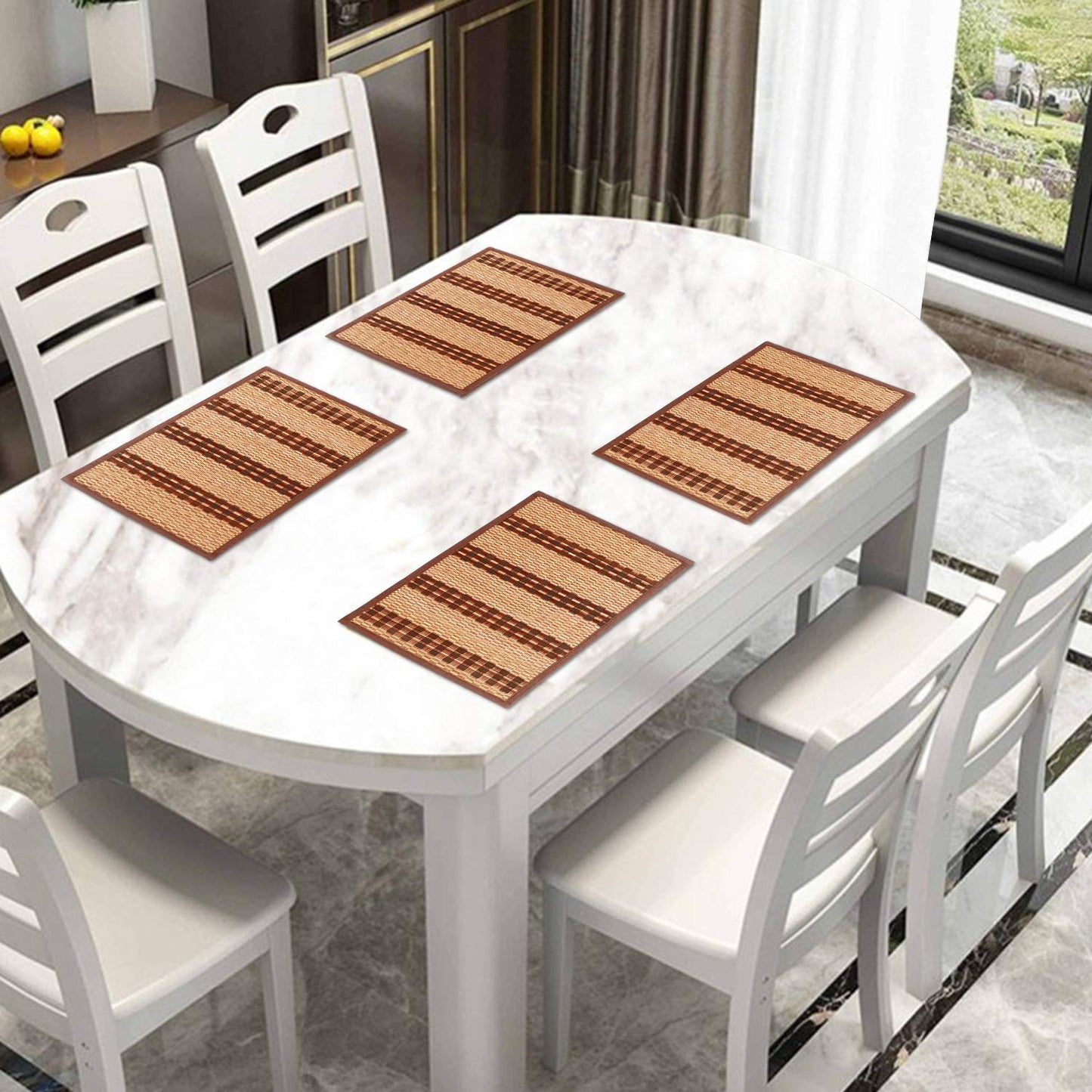 Heat Resistant Bamboo Dinner Mats, Brown