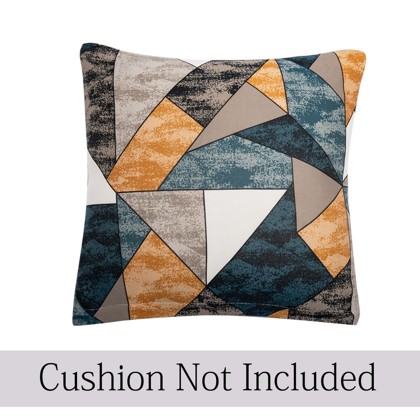 Stretchable Pack of 2 Cushion Cover 16x16, Multicolor Geometric Print