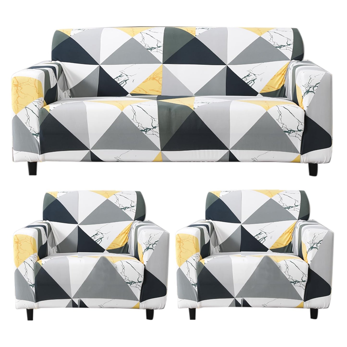 Elastic Stretchable Printed Sofa Cover, Geometric Multicolor