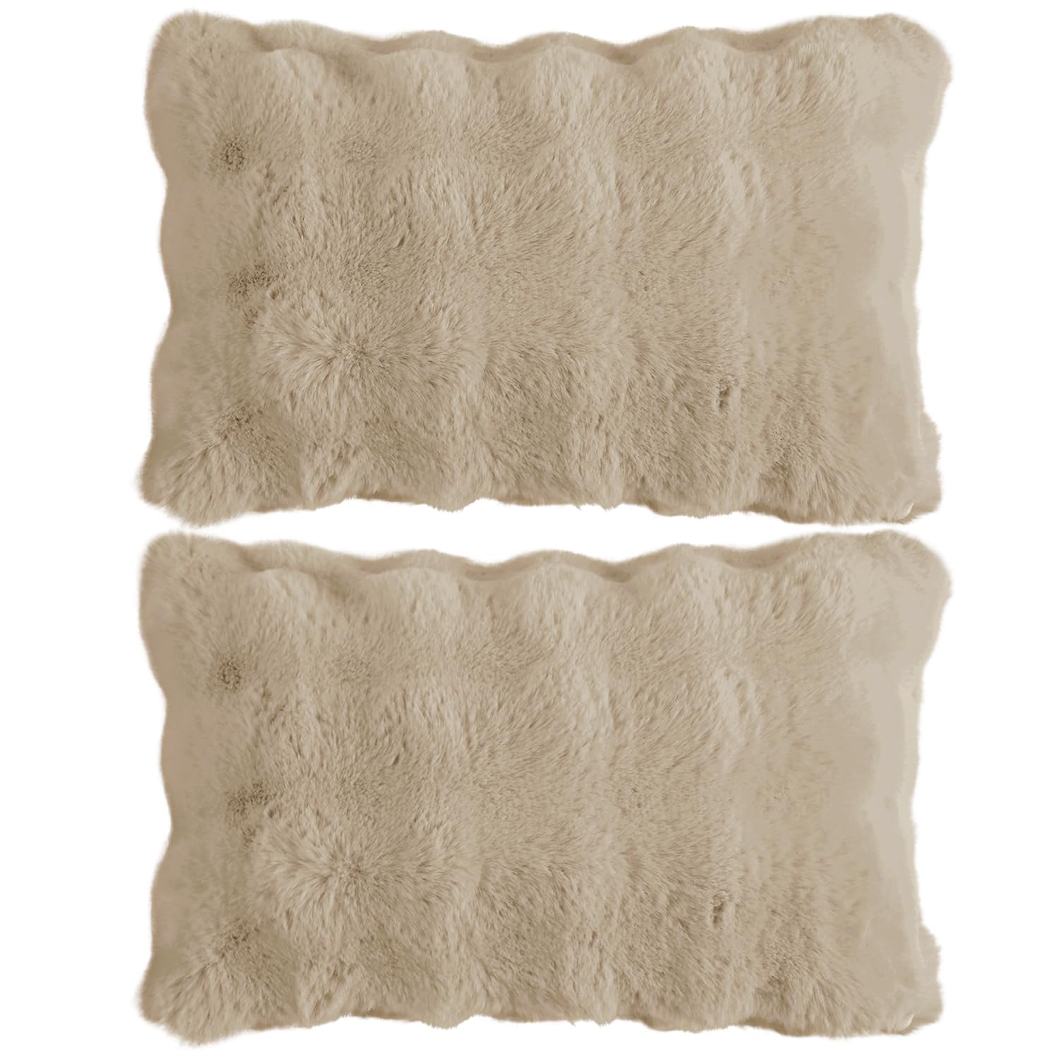 Buy cute Latte Brown colour Zippered faux rabbit fur Pillow Covers