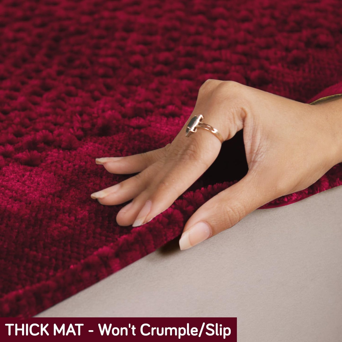 Handloom Made Thick Poly Velvet Reversible Sofa Mat, Maroon