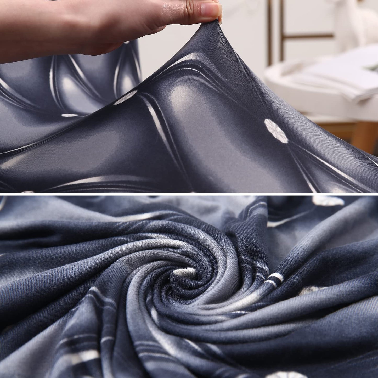 Elastic Stretchable Dining Chair Cover, Blue Rhombus