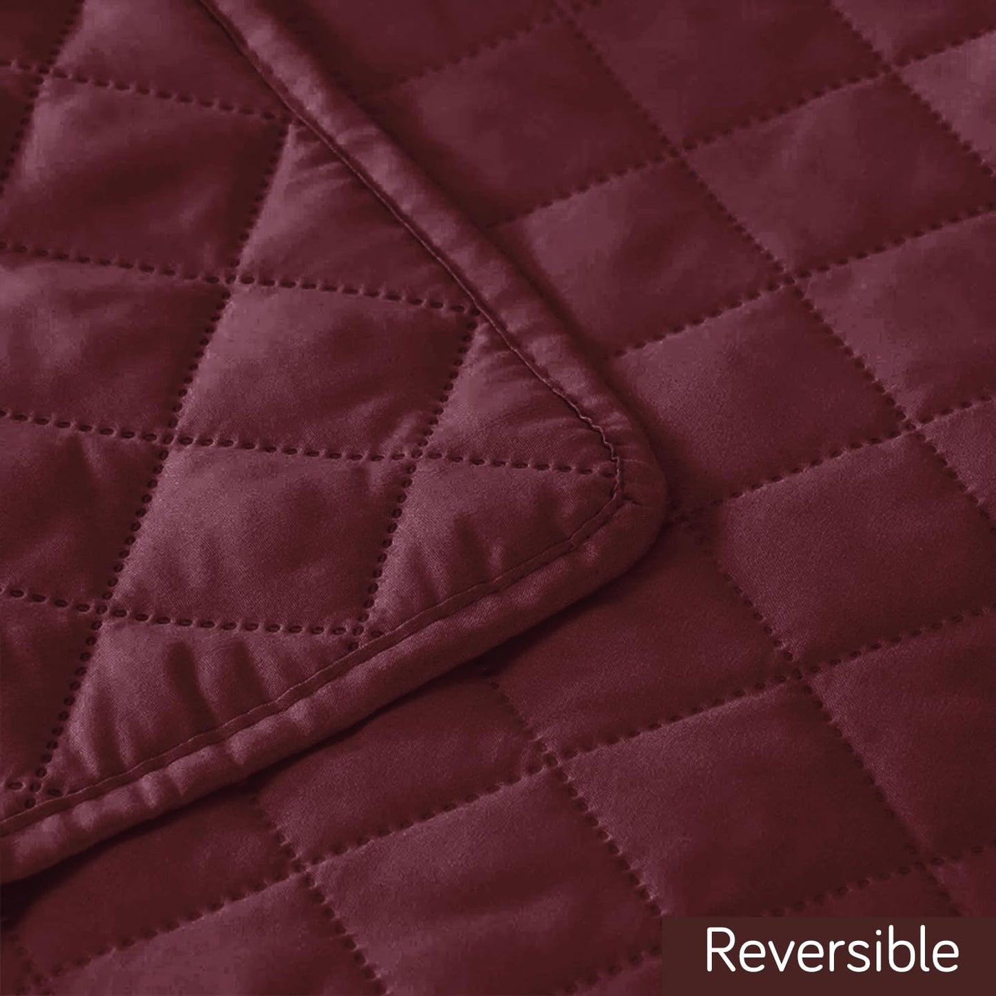 Quilted Reversible One Piece L Shape 4/5/6 Seater Sofa Cover Mat, Burgundy