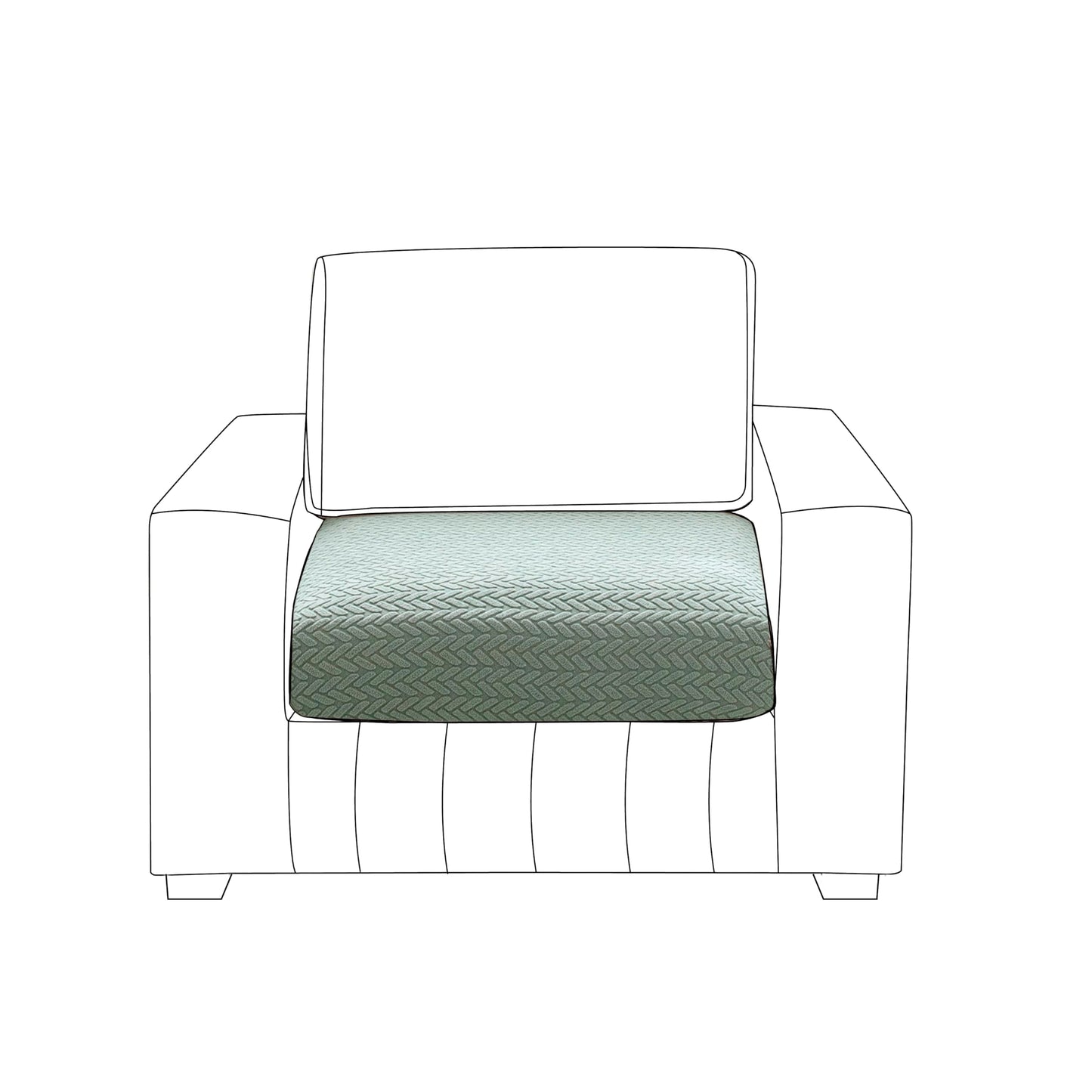 Stretchable Thick Jacquard Textured Seat Couch Cushion Cover for 1/2/3 Seaters, Green