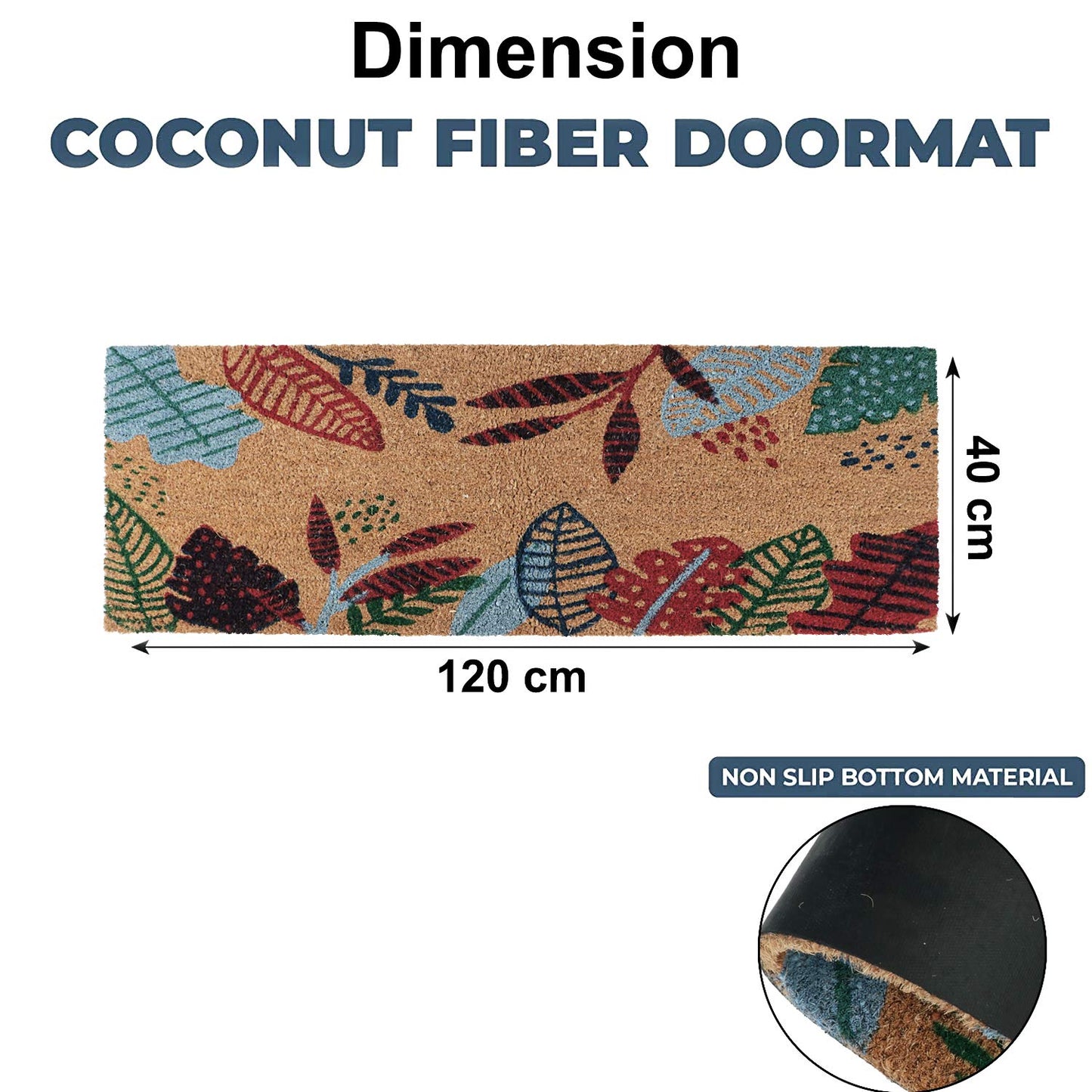 Coir Entrance Door Mat with Anti-Slip PVC Backing