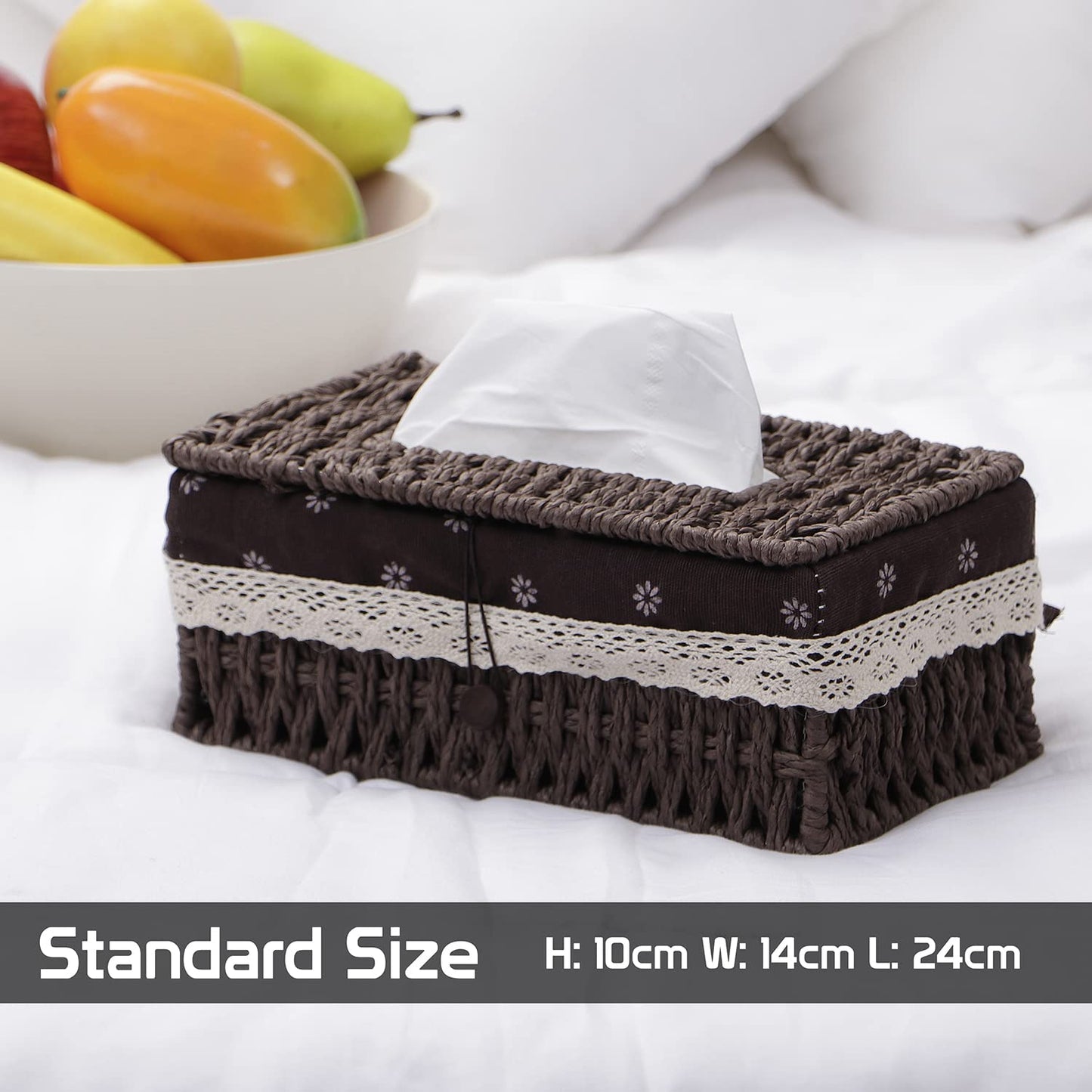 Handwoven Eco-Friendly Paper Weave Tissue Paper Holder, Brown