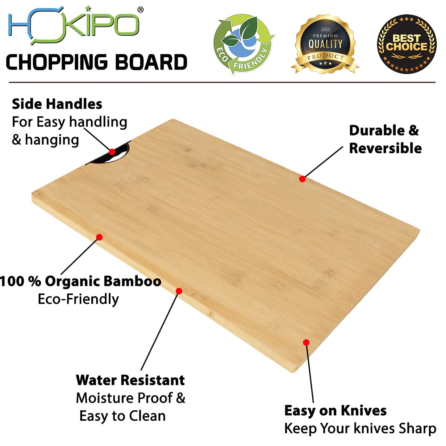 Bamboo Wood Chopping Cutting Board for Kitchen, Beige