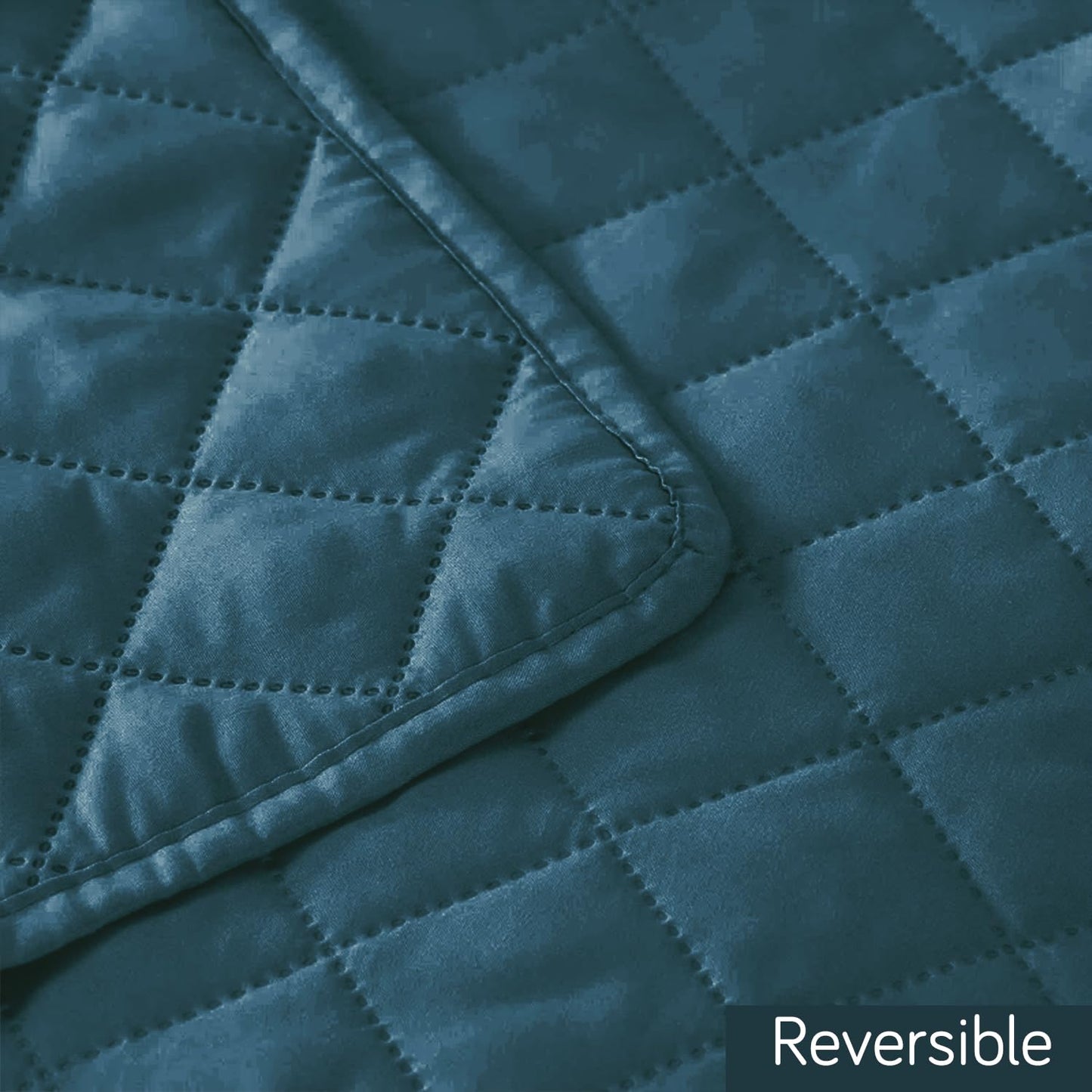HOKIPO Quilted Reversible One Piece L Shape 4/5/6 Seater Sofa Cover Mat, Peacock Blue