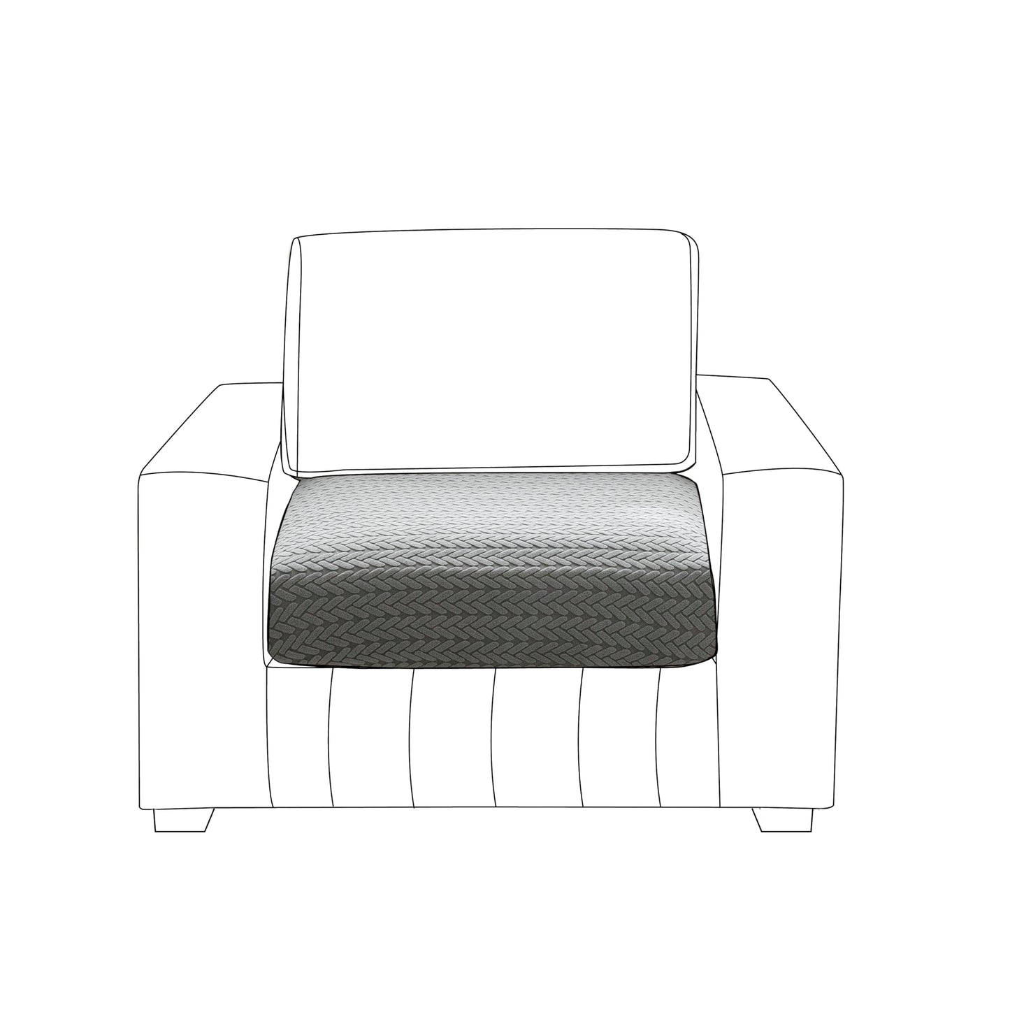 Stretchable Thick Jacquard Textured Seat Couch Cushion Cover for 1/2/3 Seaters, Dark Grey