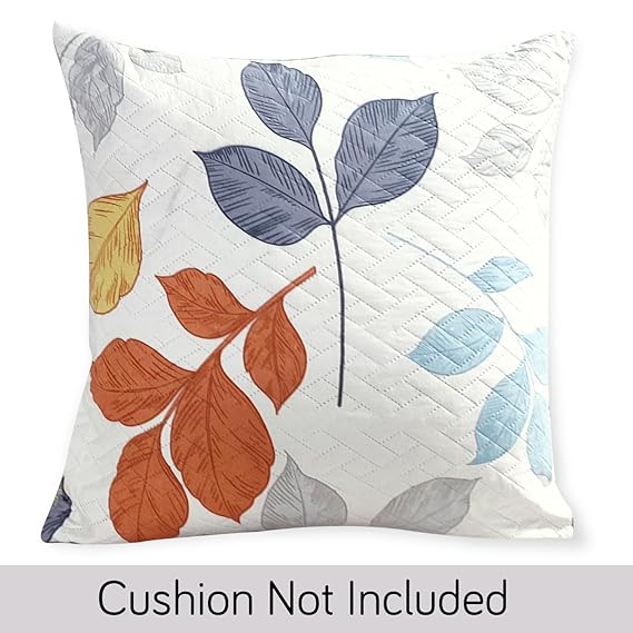 Quilted Sofa Cover with Pockets, Multicolor Leaves