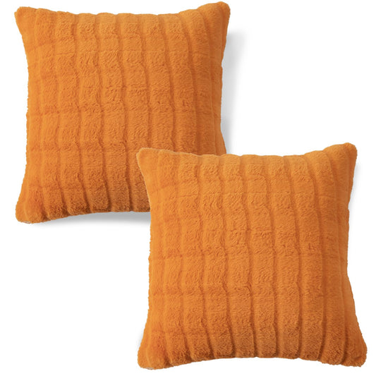 Buy cute Orange colour Zippered Plush Pillow Covers