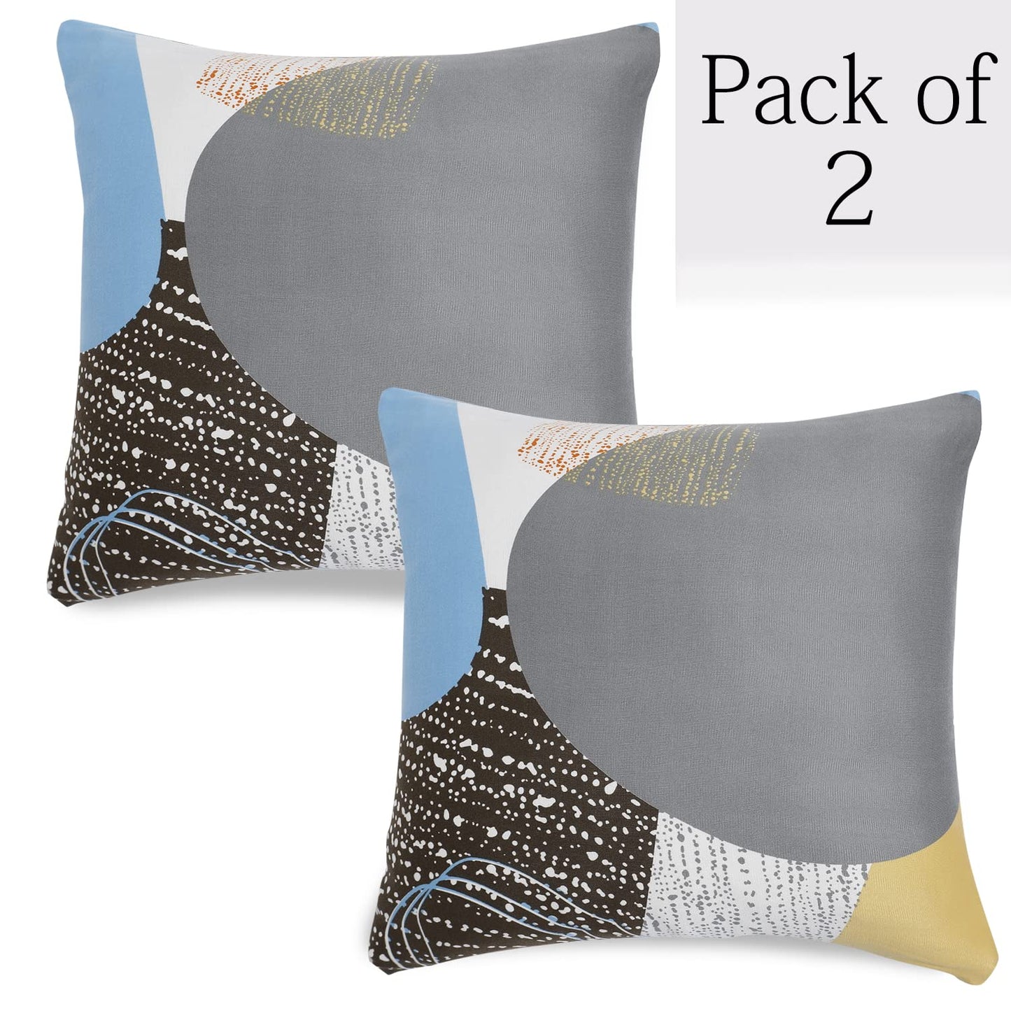 Multicolor Pebbles Print 16x16 zippered square sofa pillow covers Set of 2