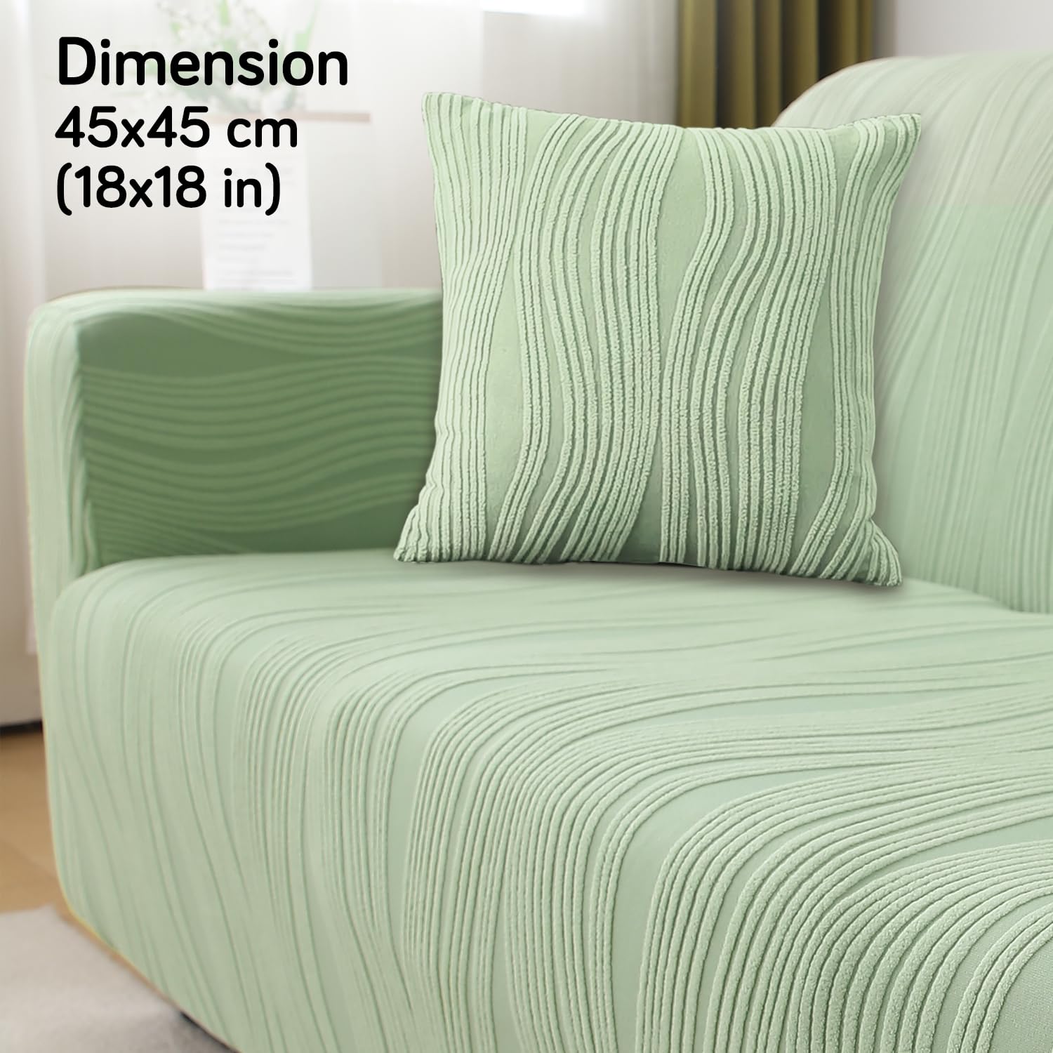 Buy Pastel Green Colour Premium Square Zippered Sofa Cushion Covers for Traditional Decor