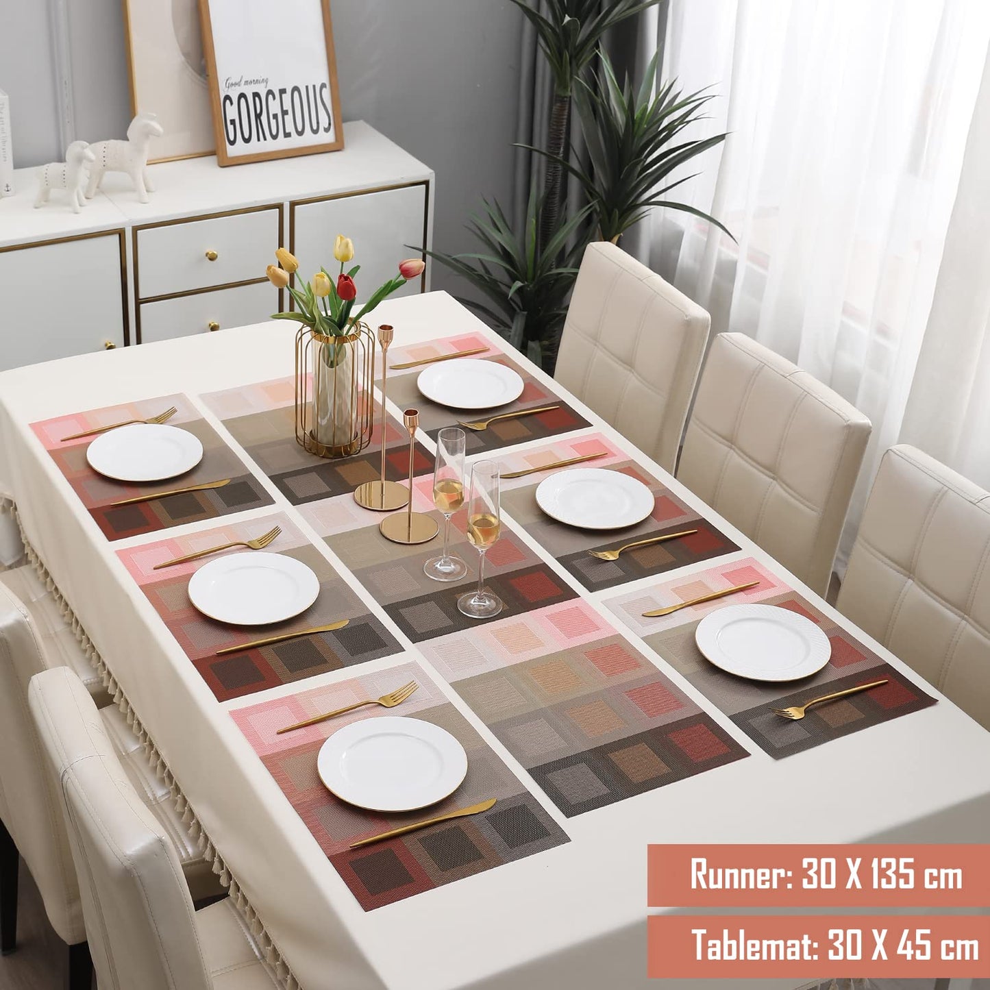 PVC Dining Table Mats, Gradient Red