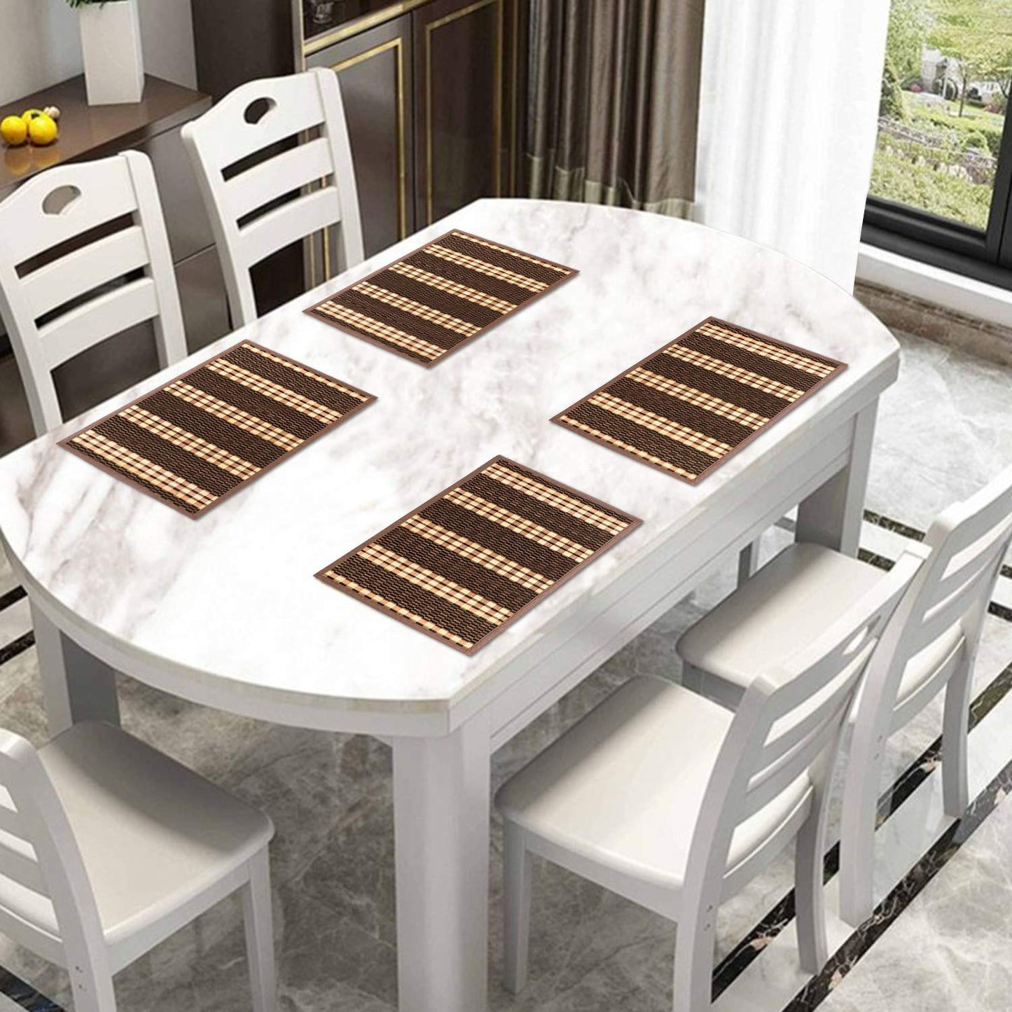 Heat Resistant Bamboo Dinner Mats, Dark Brown