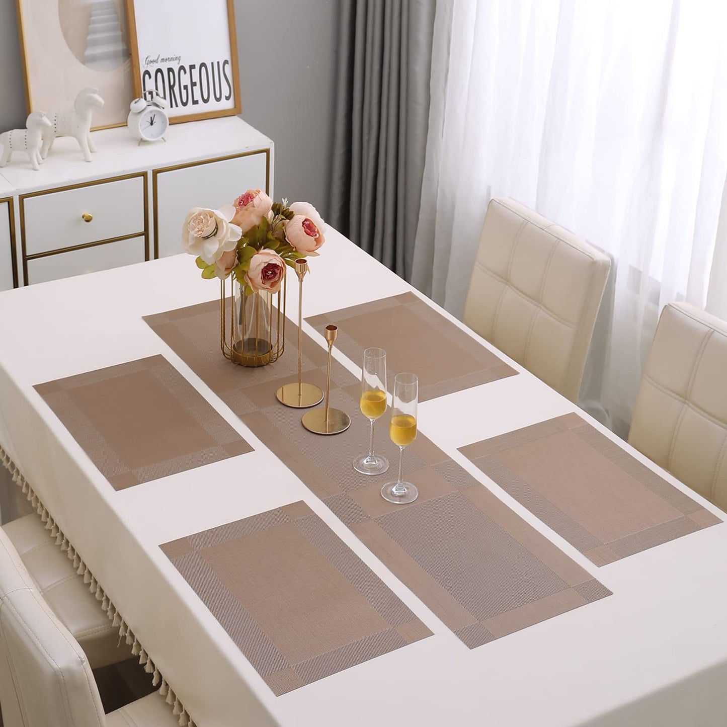 PVC Dining Table Mats, Copper Brown