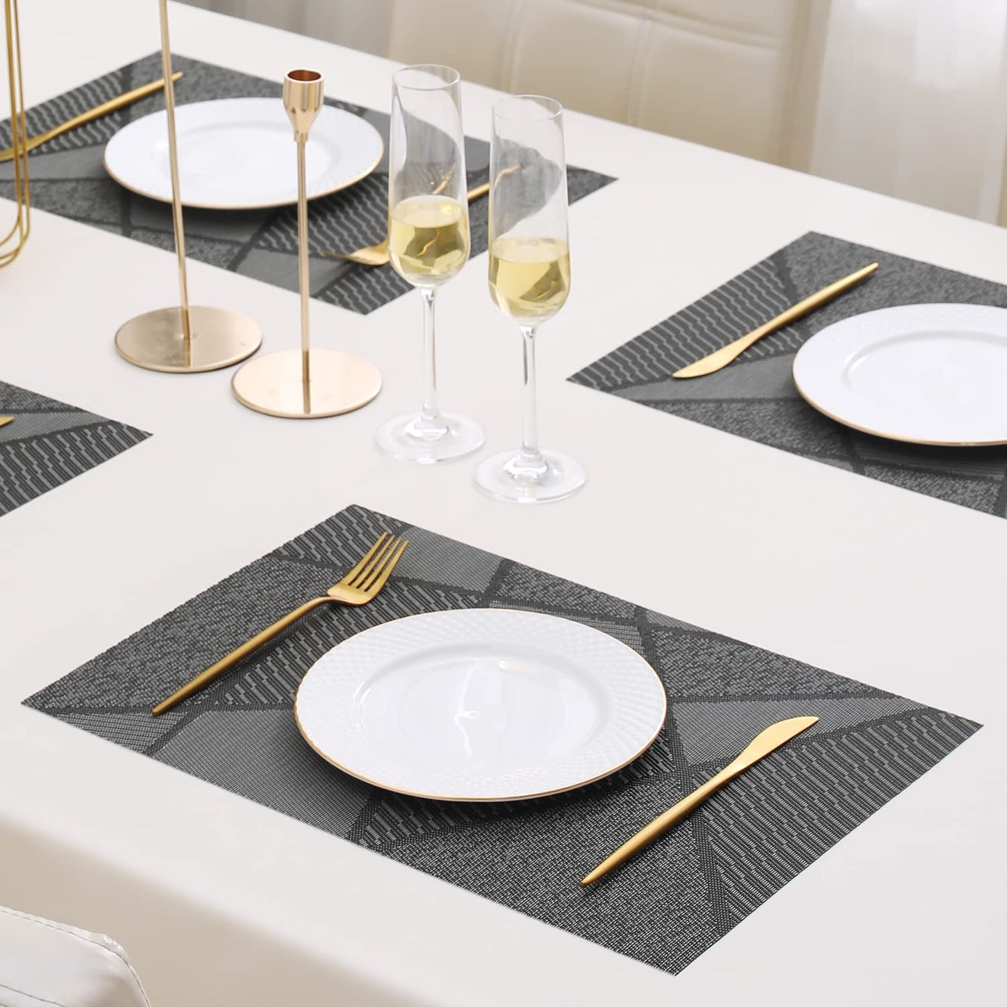 PVC Dining Table Mats, Abstract Black