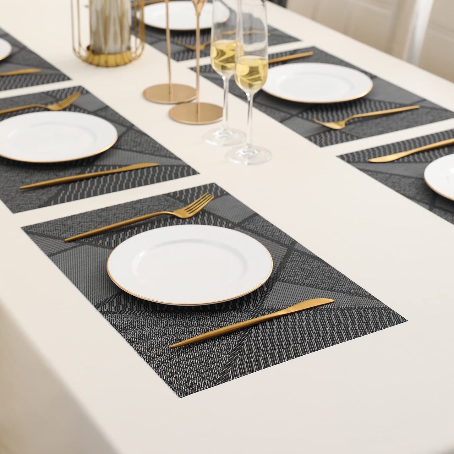 PVC Dining Table Mats, Abstract Black