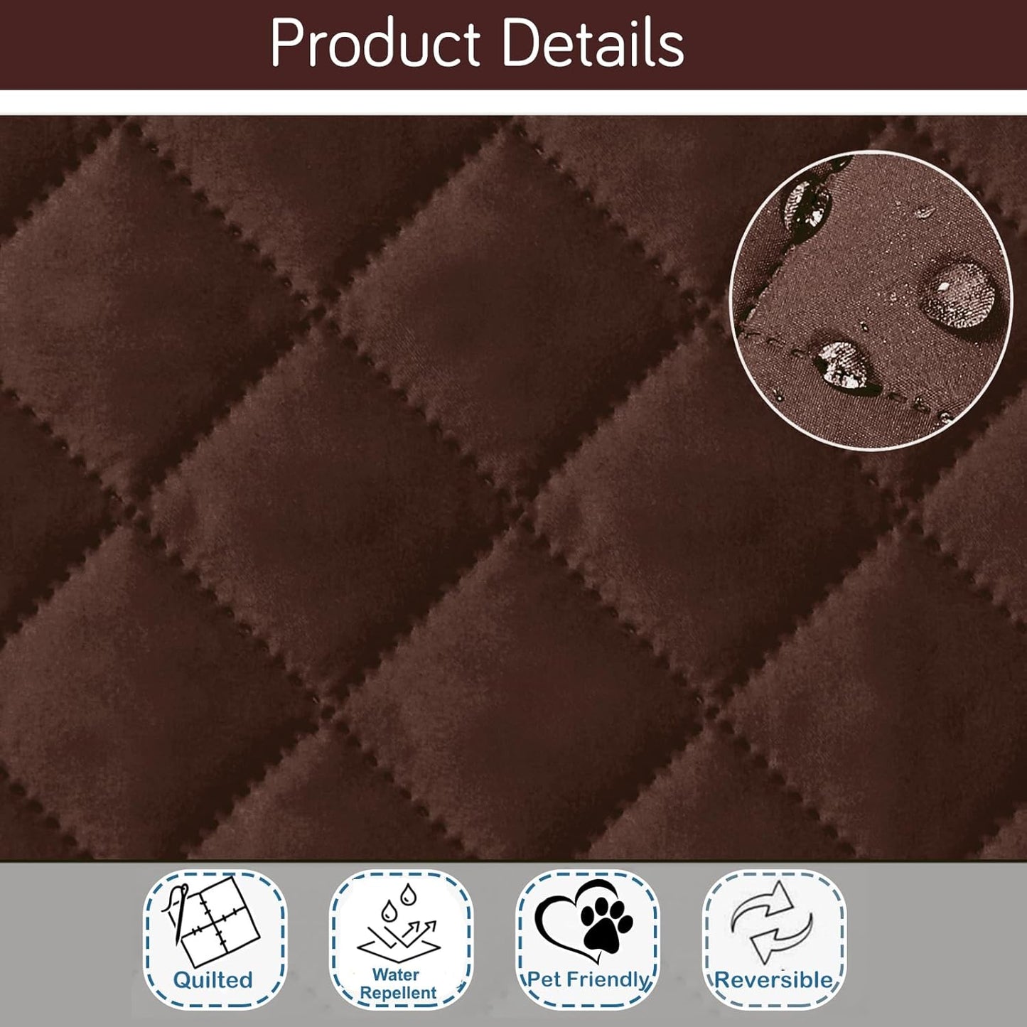 HOKIPO Quilted Reversible One Piece L Shape 4/5/6 Seater Sofa Cover Mat, Brown