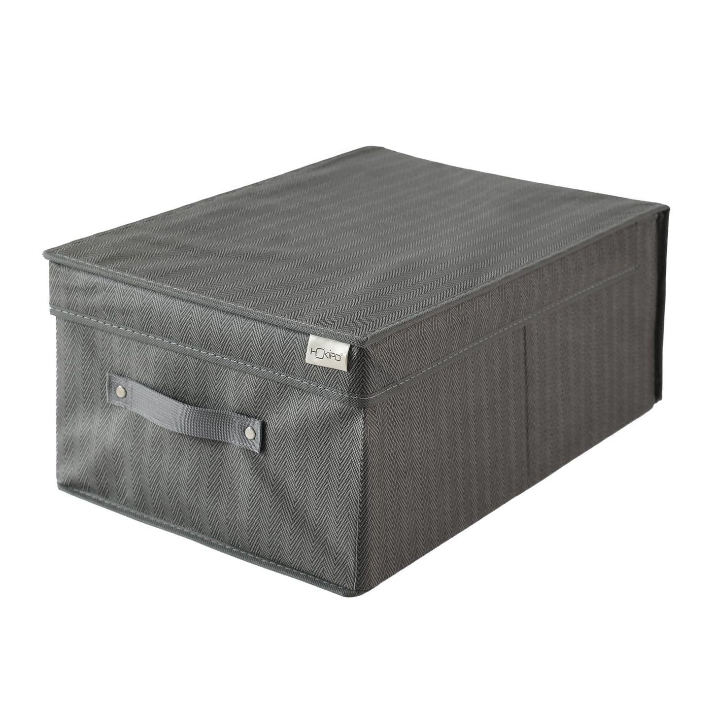 Fabric Cloth Storage Wardrobe Organiser Box With Lid, Size - 45 X 30 X 20 Cm, Grey, Rectangular