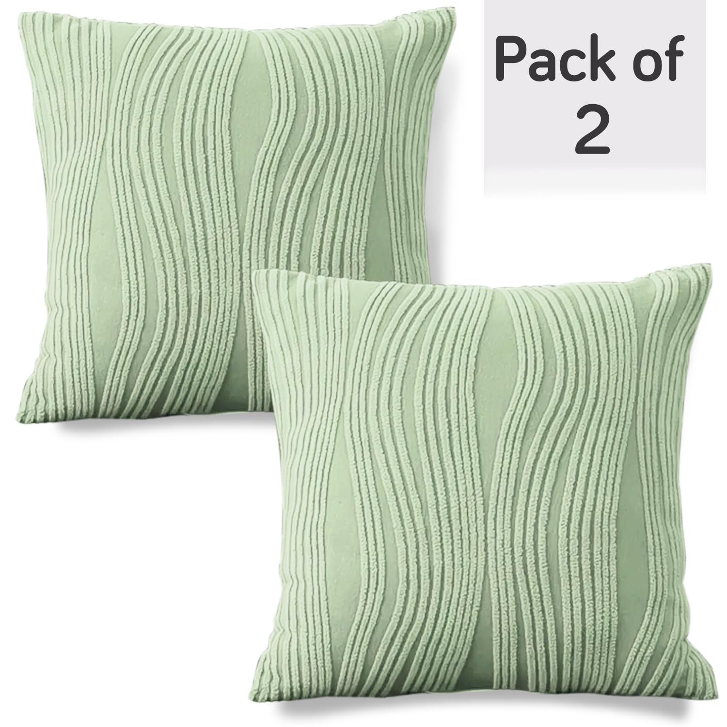 Buy Pastel Green Colour Elagant Square Zippered Sofa Pillow Cover Online