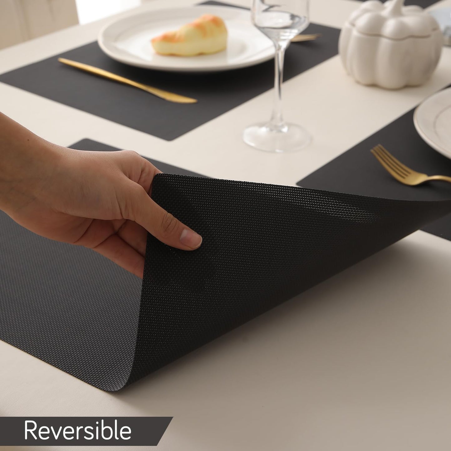 PP Waterproof Dining Table Mat, Chocolate Brown