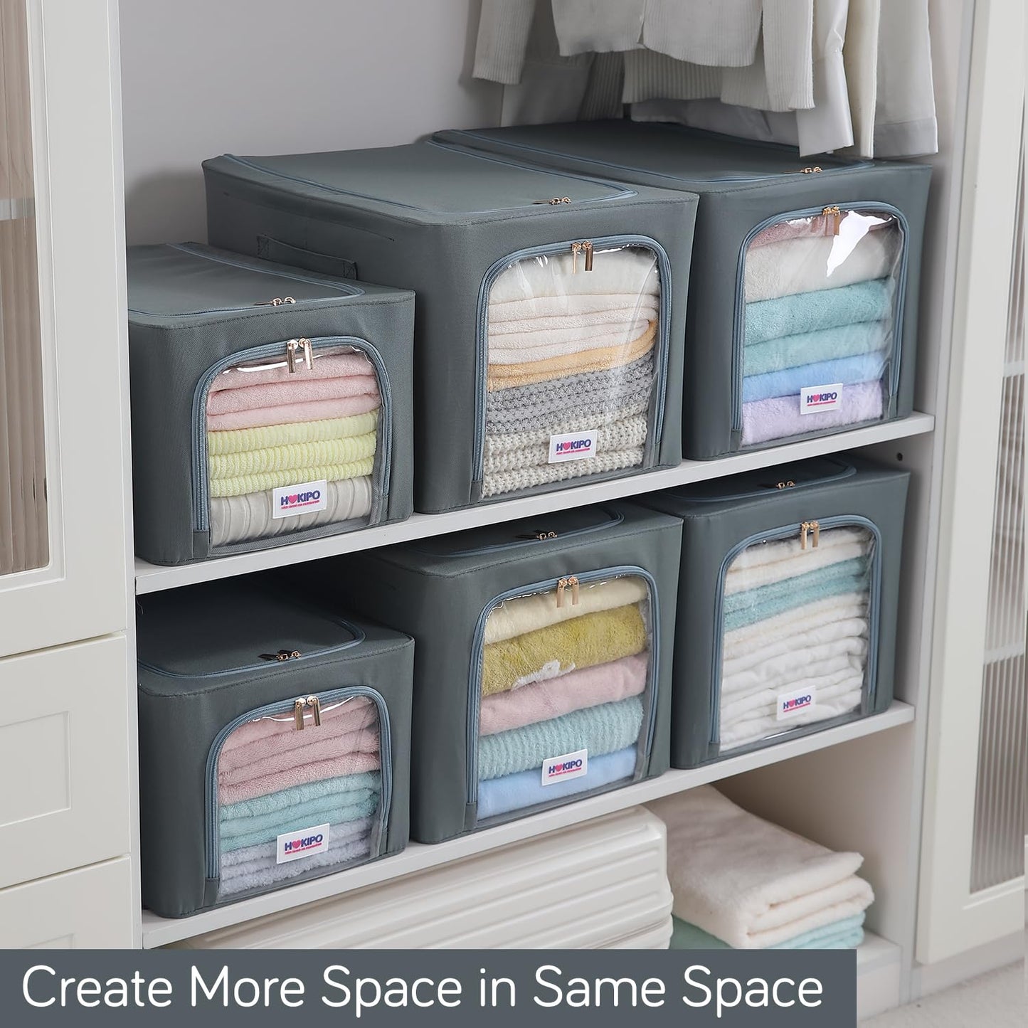 600D Oxford Fabric Wardrobe Organizer for Storage - Grey