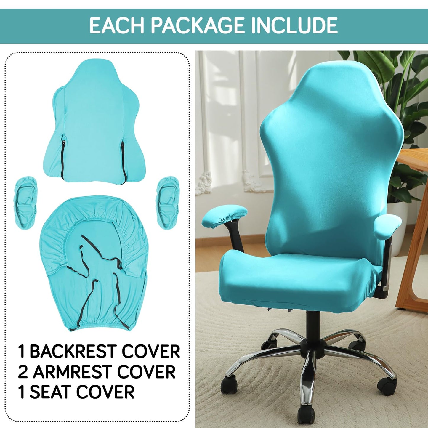 Gaming Stretchable Chair Cover for Computer Rotating Chair, Sky Blue