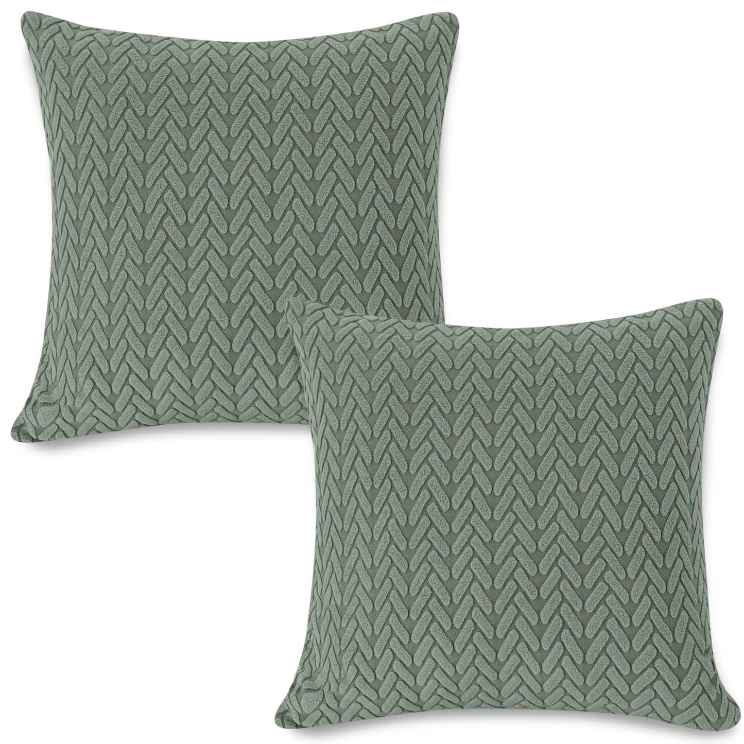 Premium Green Colour Grid Texture Jacquard Cushion Cover | 18x18 Inch Size