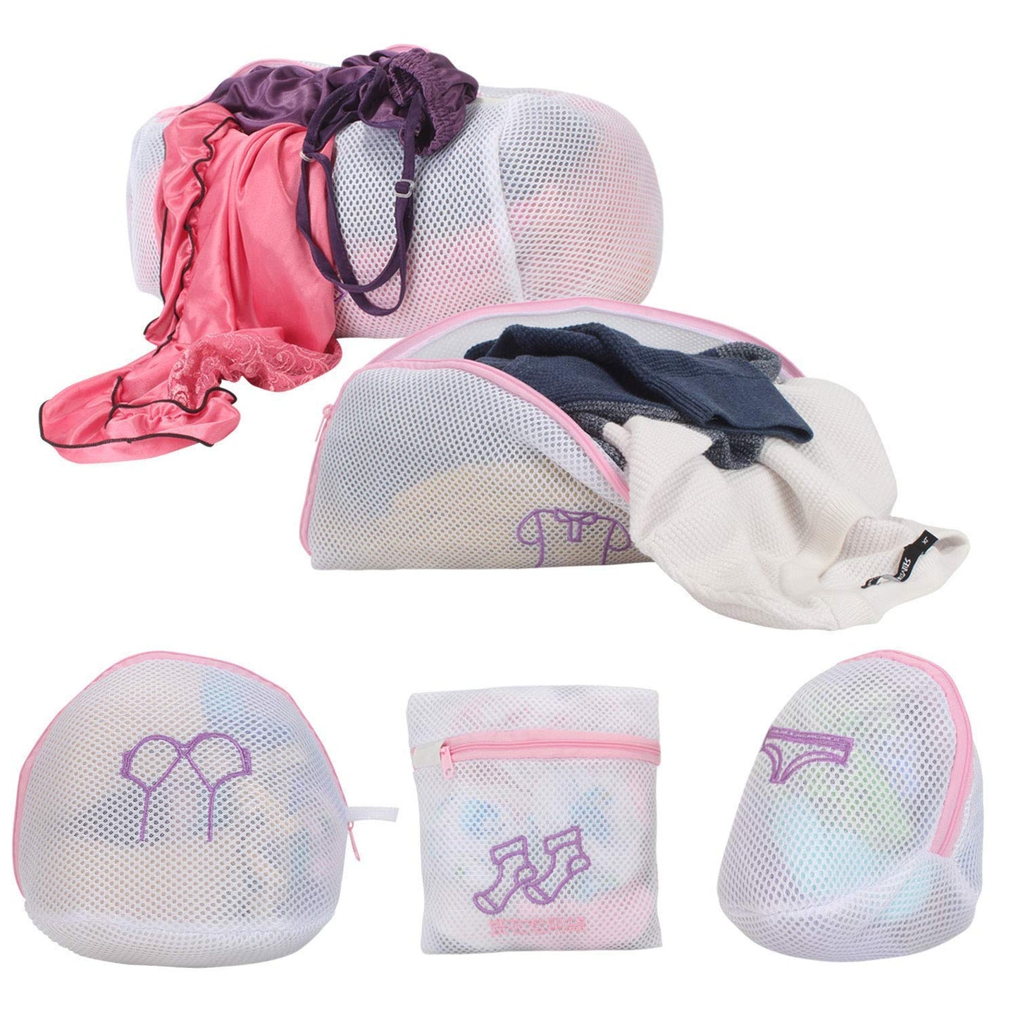 Mesh Laundry Clothes Washing Bag, Pack of 5