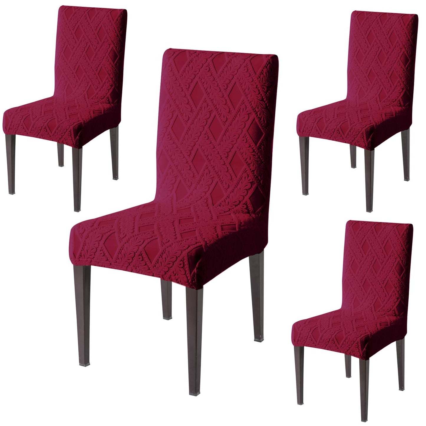 Chair Cover Set of 1/2/4/6, 190 GSM Jacquard, Maroon