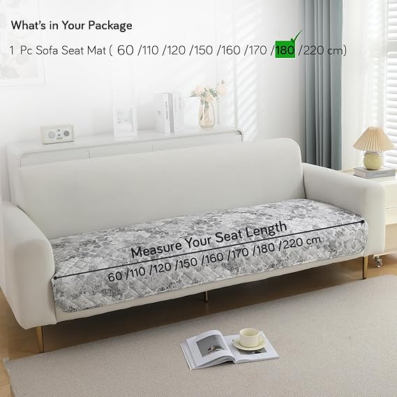 Quilted, Waterproof and Anti-Slip Sofa Cover Mat, Abstract Pale Grey