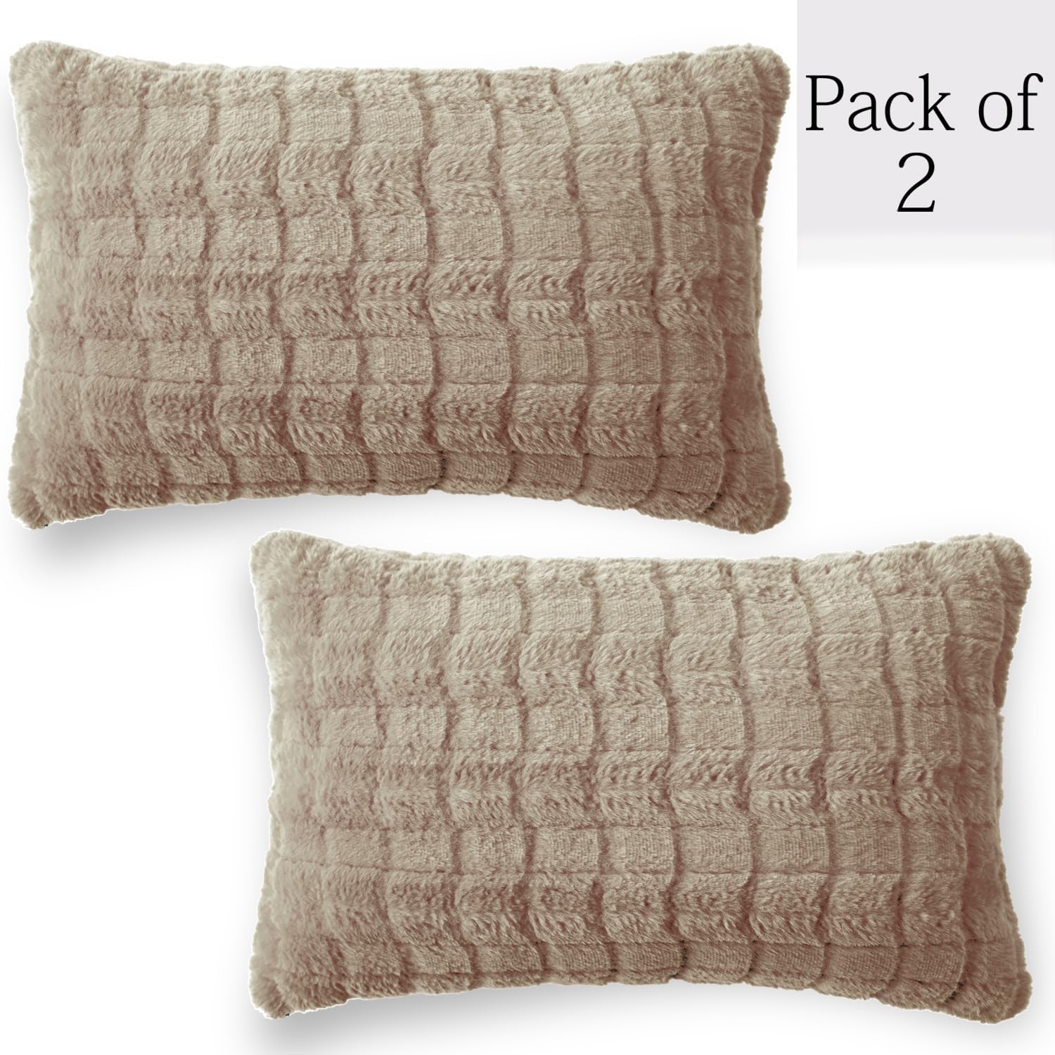Buy Beige Colour Premium Zippered Plush cushion covers in set of 2