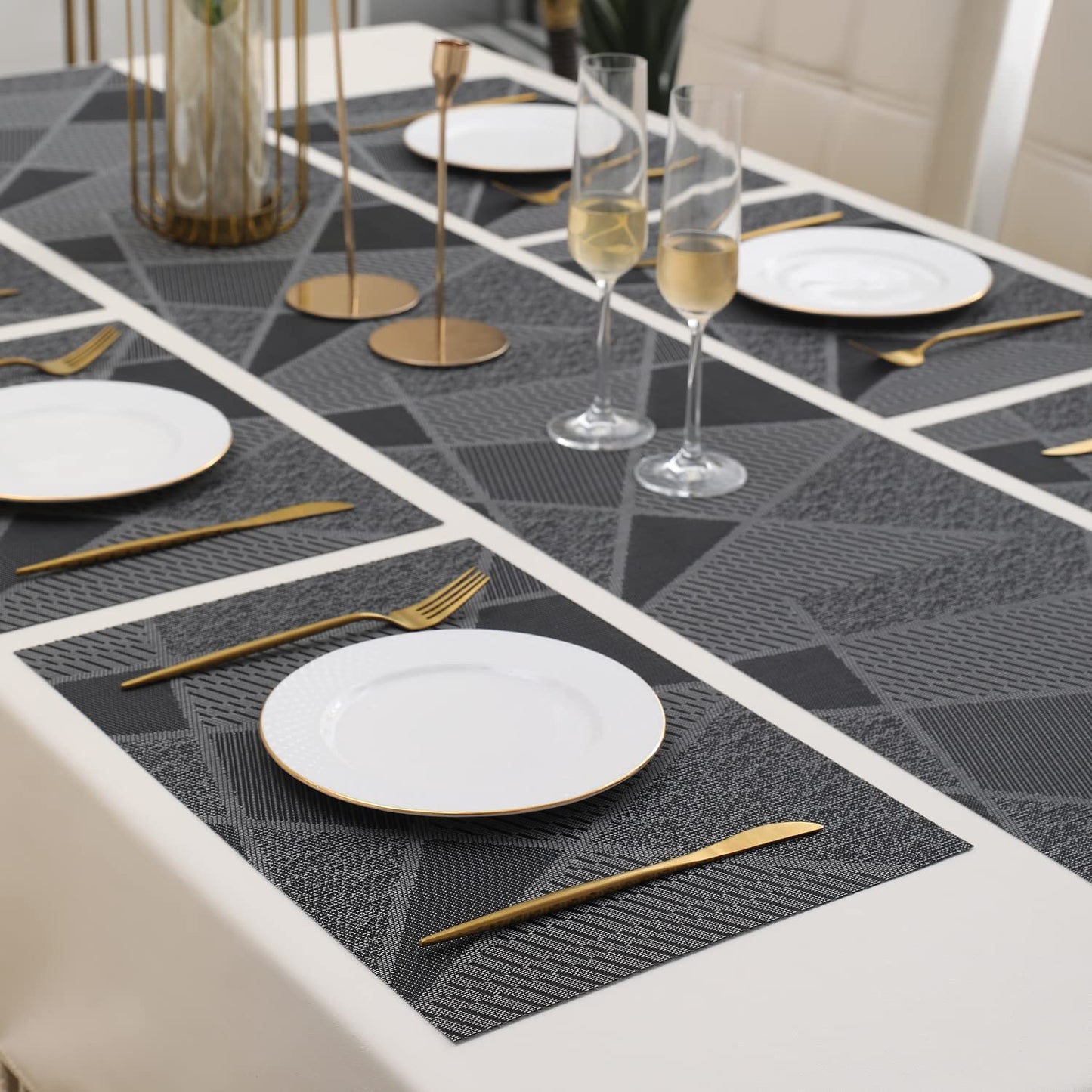 PVC Dining Table Mats, Abstract Black