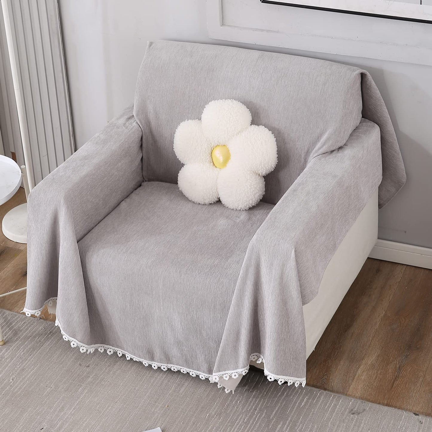Chenille Sofa Couch Slipcover , Grey for 1/2/3 Seater