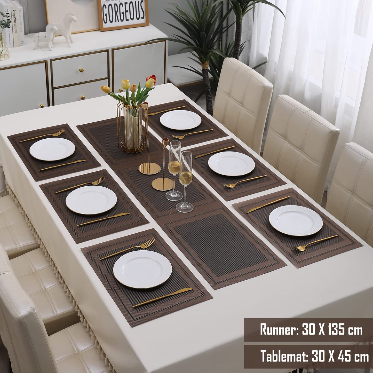 PVC Dining Table Mats, Copper Brown