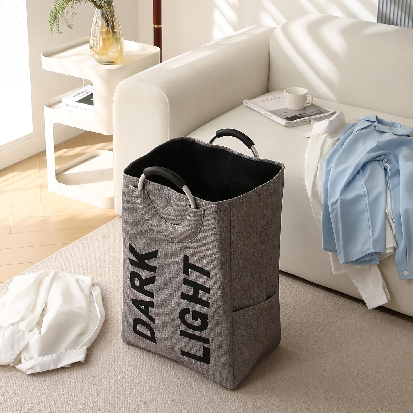 Folding Laundry Bag for Clothes Hamper Basket Collapsible Storage Basket, Grey