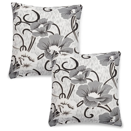 Best White Grey Flowers Printed square cushion cover online