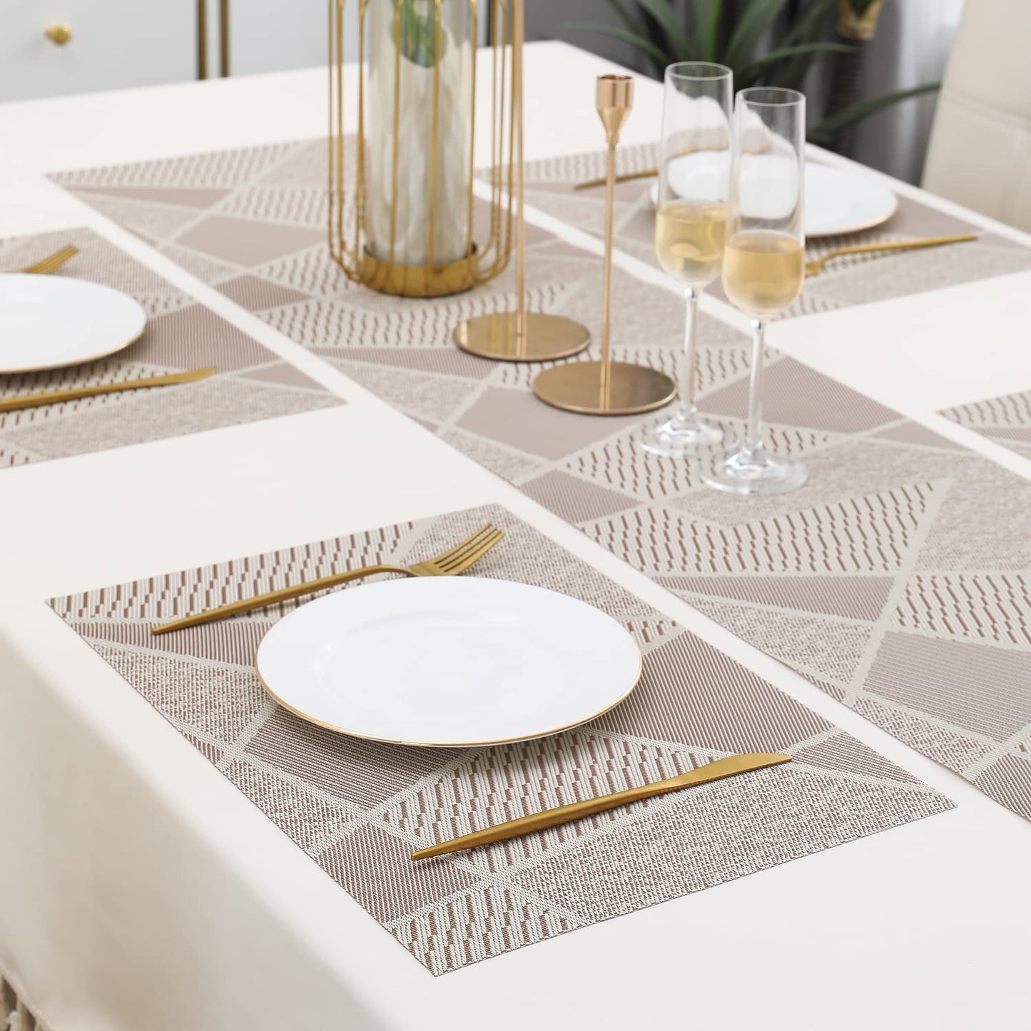 PVC Dining Table Mats, Abstract Beige