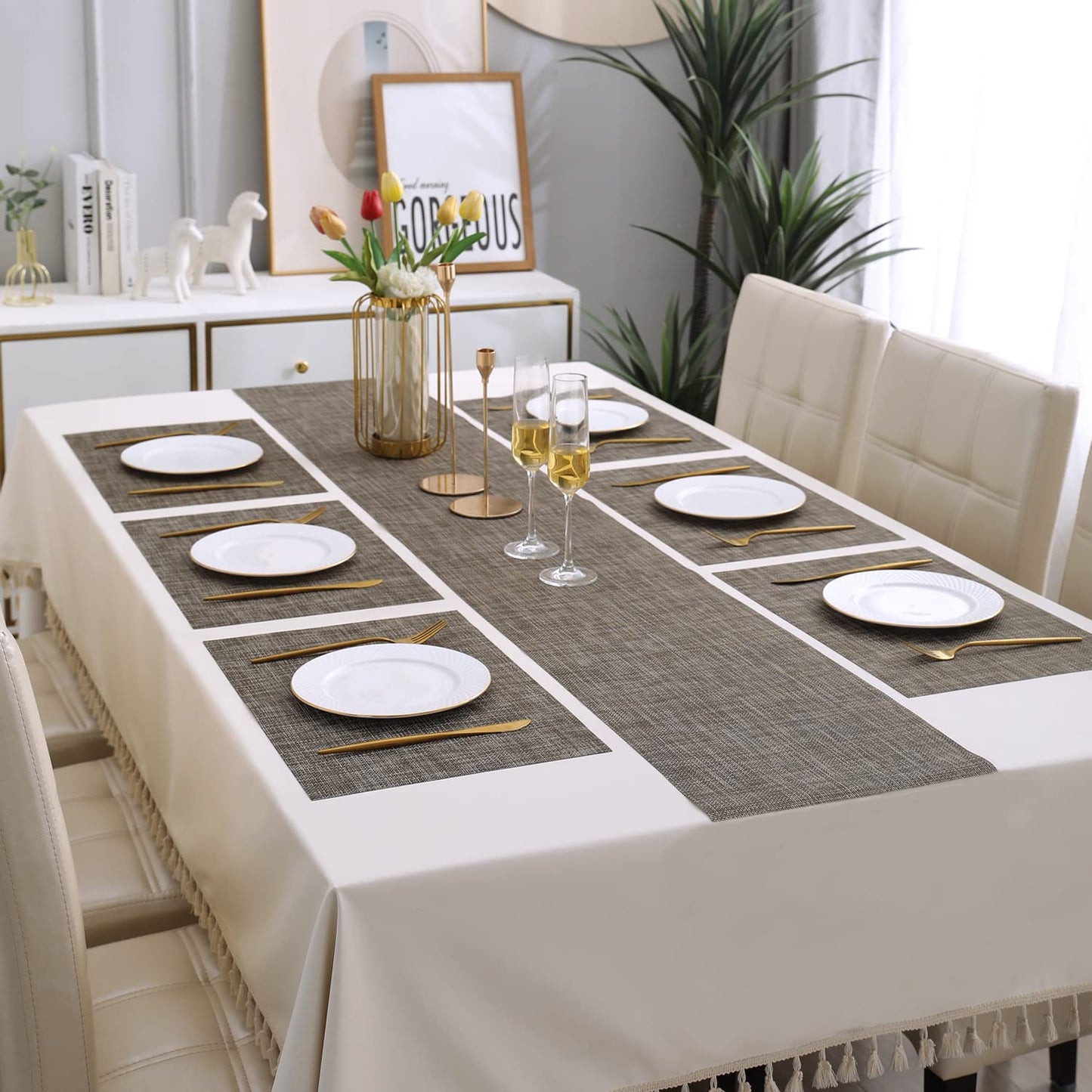 PVC Dining Table Mats, Ash Grey