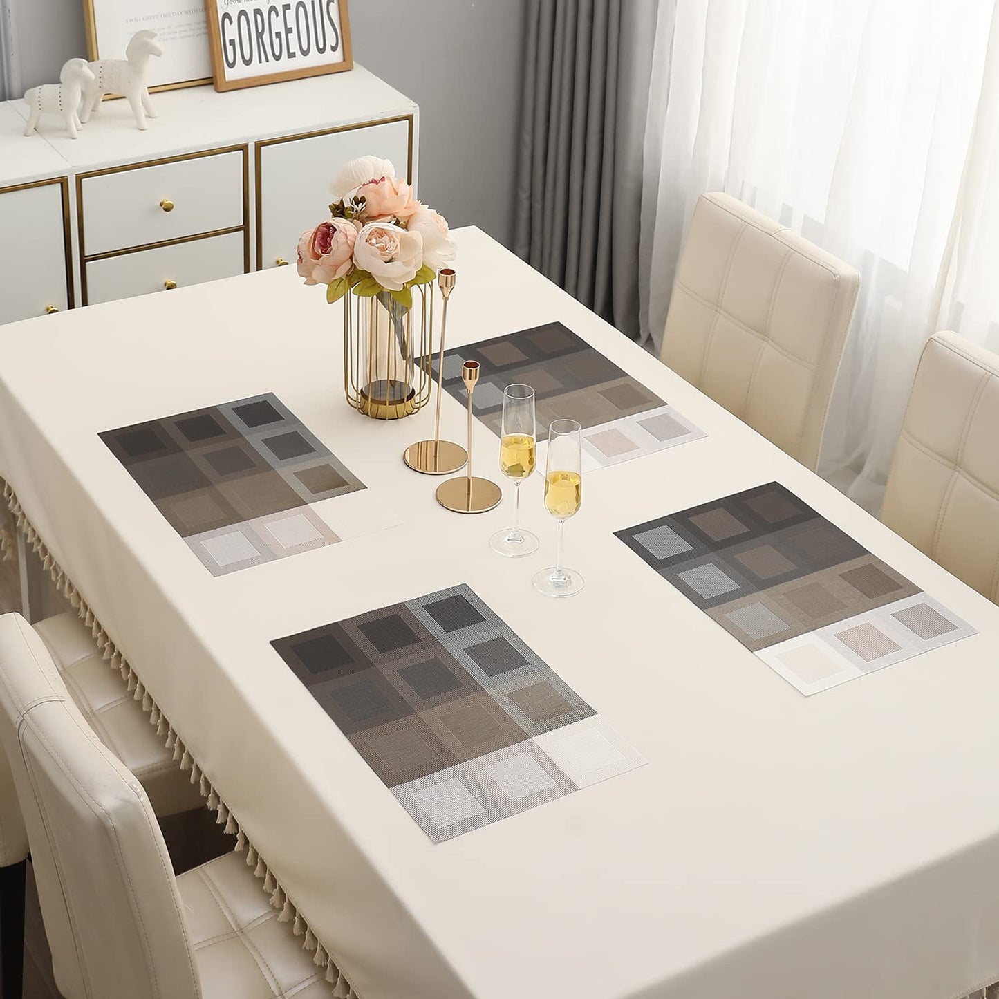 PVC Dining Table Mats, Gradient Brown