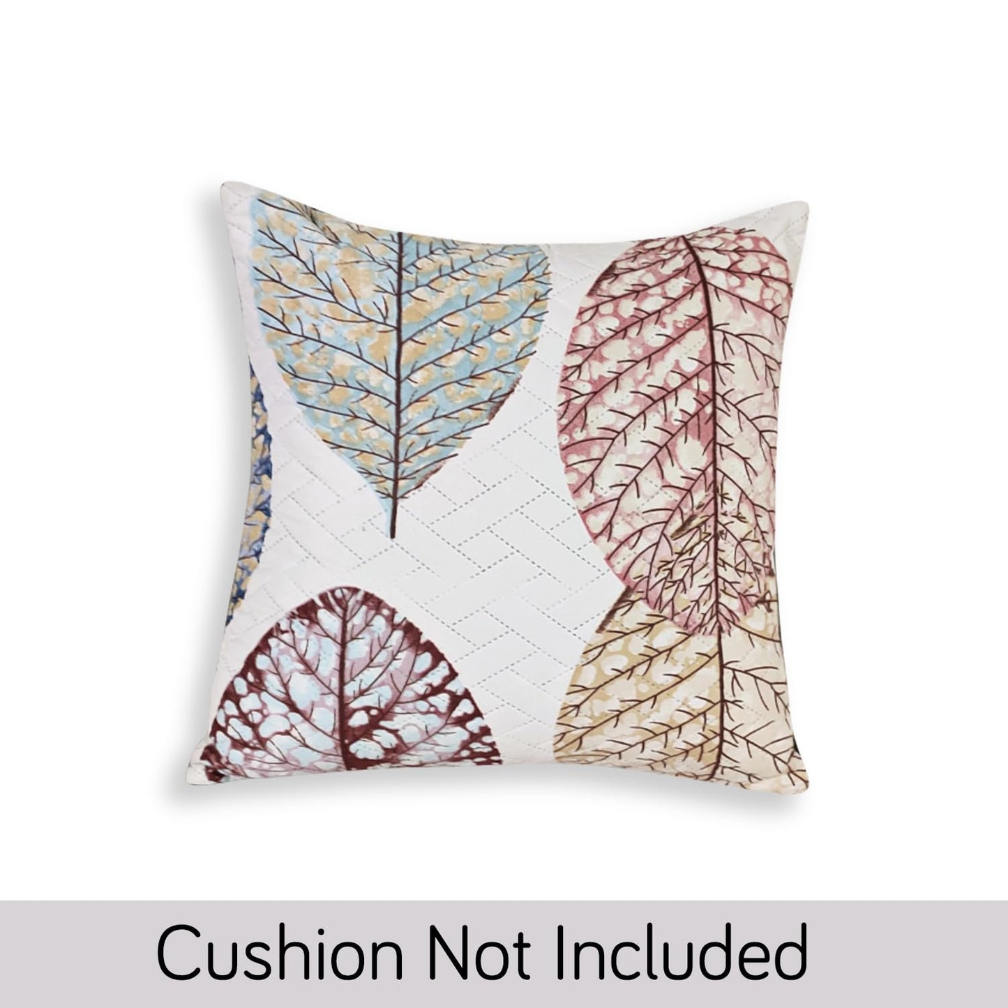 HOKIPO Printed Quilted Sofa Cushion Cover Pack of 2, Multicolor Linden Leaf