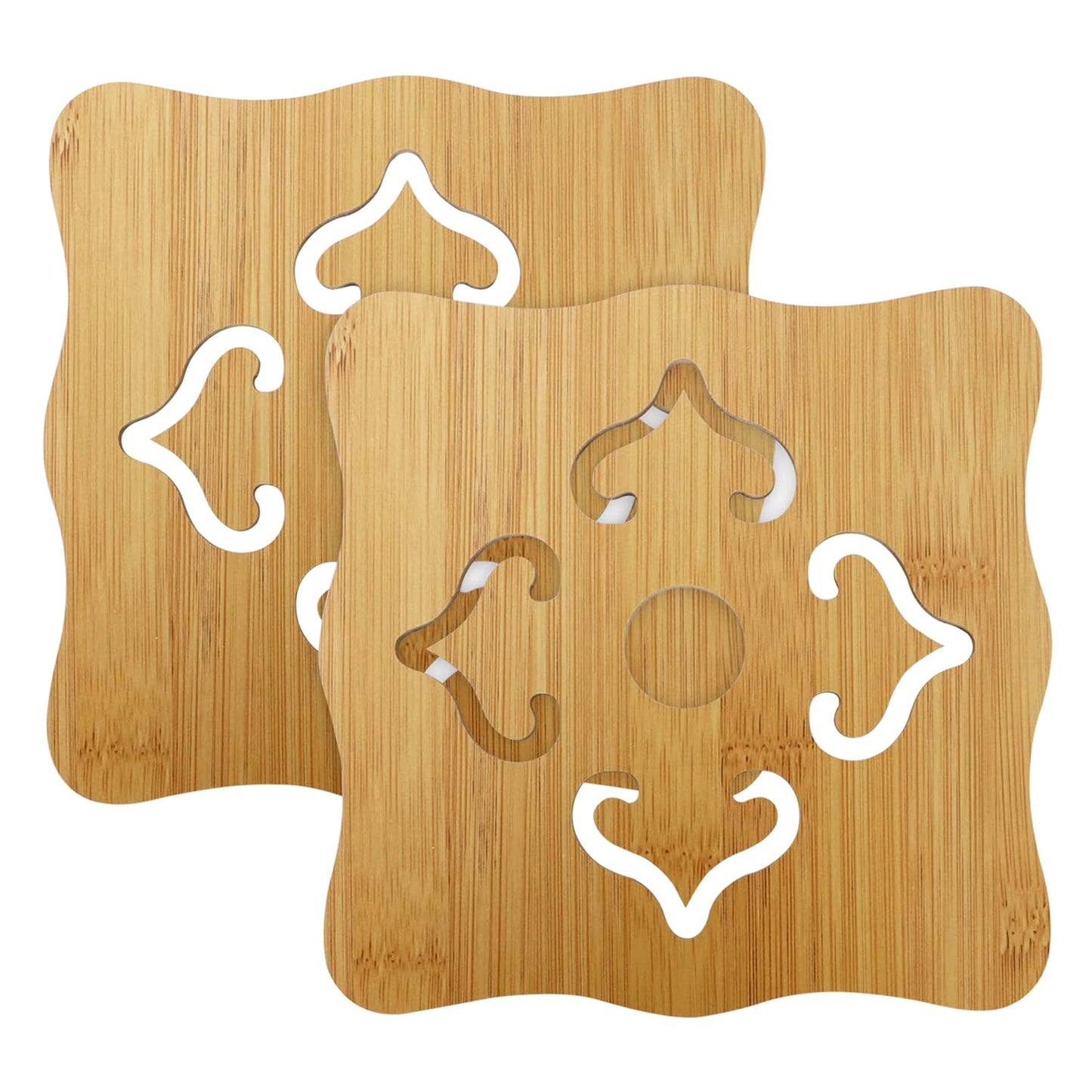 HOKIPO Bamboo Wooden Coasters for Home Pan Pot Holder & Dining Table Heat Pad for Kitchen - Pack of 2/4/6
