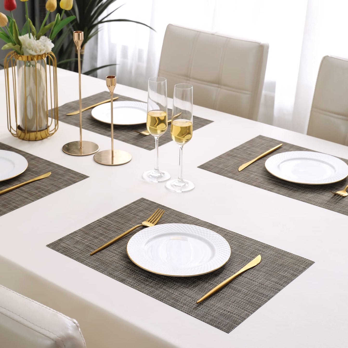 PVC Dining Table Mats, Ash Grey