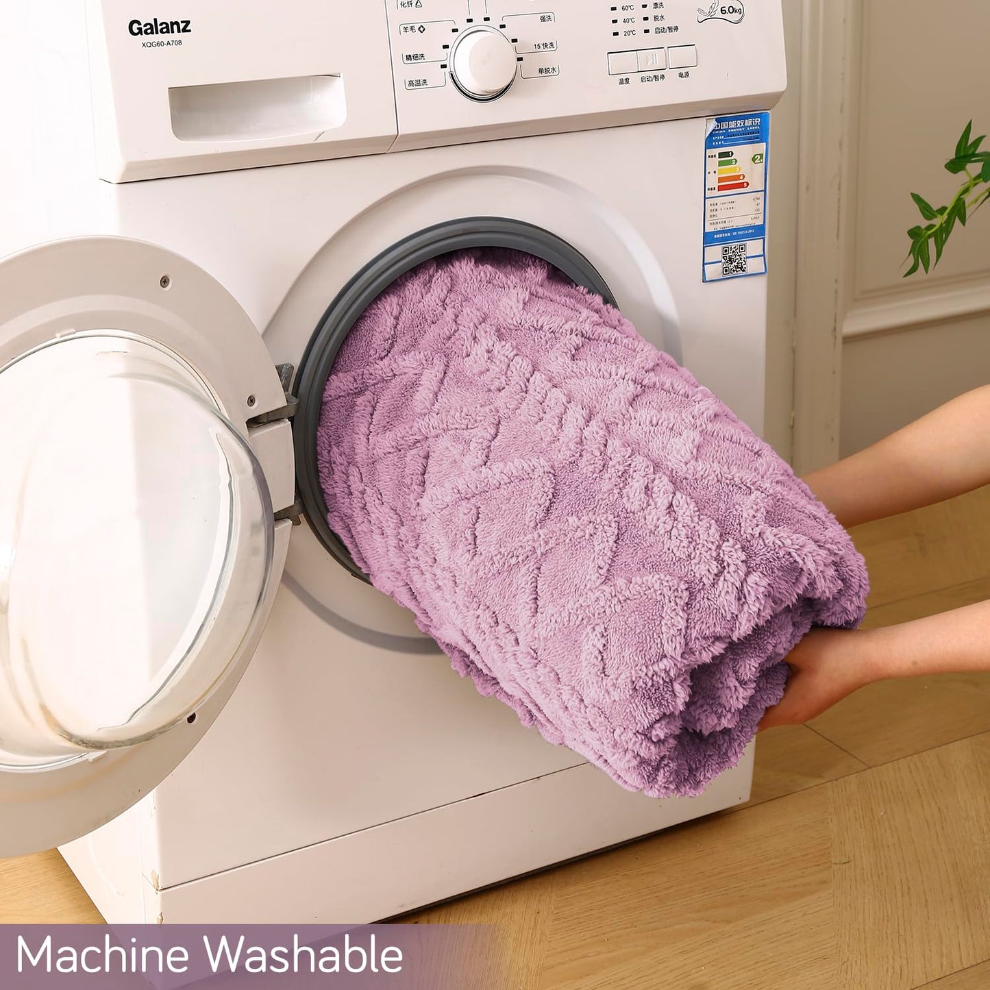 220 GSM Flannel AC Throw Blanket Double Bed Queen, 200x230 cm / 6.5x7.5 feet, Lilac